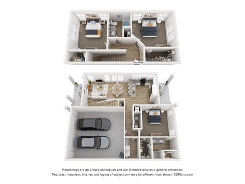 Floor plan for 3 beds, 2.5 baths, 1630 sqft